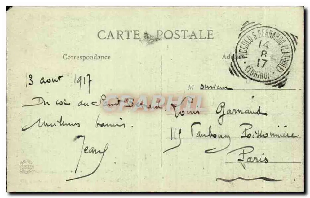 Hospício do Petit-St-Bernard — alt. 2157 m. — E. Beroud, Haute-Savoie - Verso