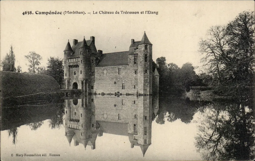 Morbihan 주의 Campénéac — Trécesson 성채와 연못 — E. Mary-Rousselière, Rennes - 앞면