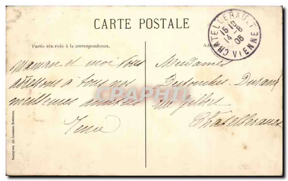 Bordeaux — Esplanada dos Quinconces — Ch. Chambron - Verso