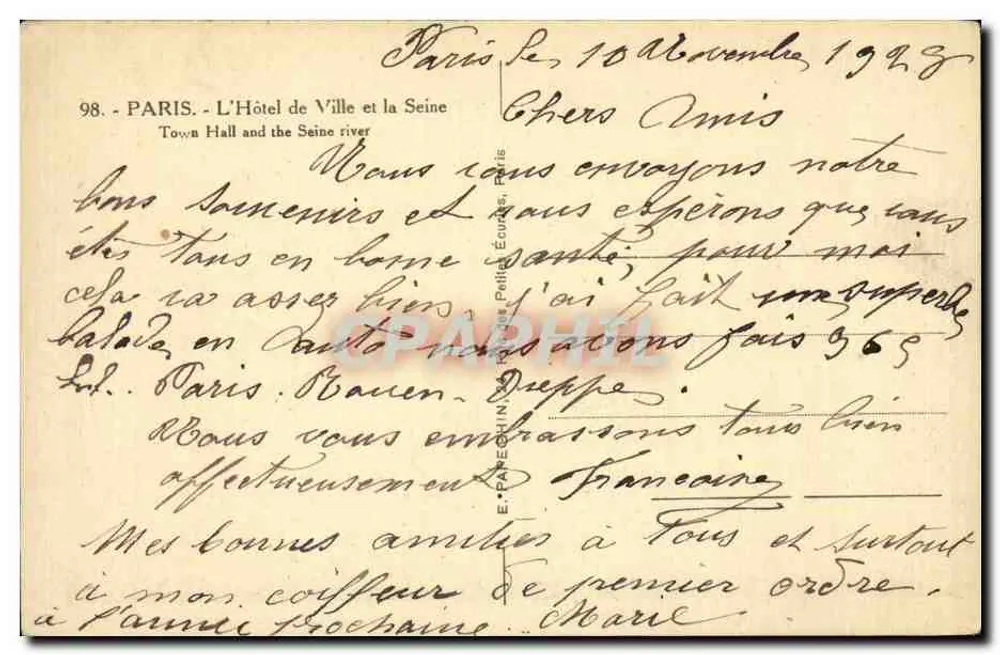 Paris - Das Rathaus und die Seine — AP, n°98 - Rückseite