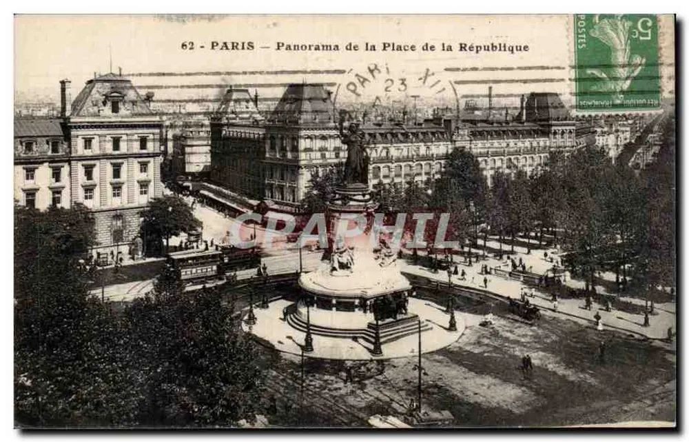 Paris — Panorama da Place de la République — editor desconhecido, n° 62 - Frente
