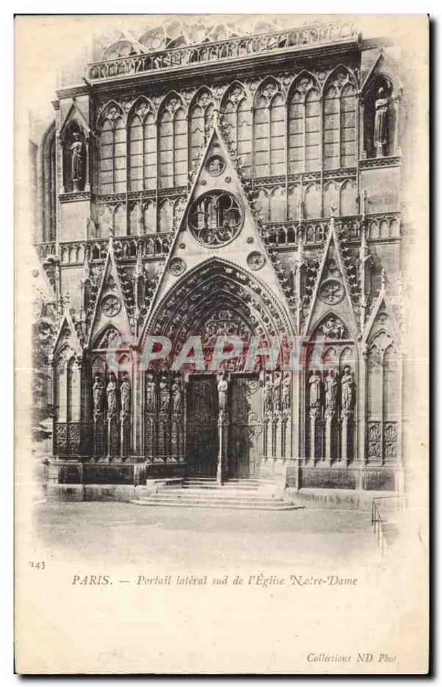 Paris — Südlicher Portal der Kirche Notre-Dame — ND Phot Sammlung, Nr. 143 - Vorderseite