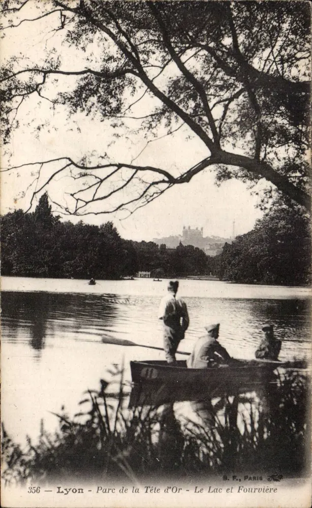 Lyon - Parc de la Tête d'Or - Der See und Fourvière — B. F., Paris, n° 356 - Vorderseite