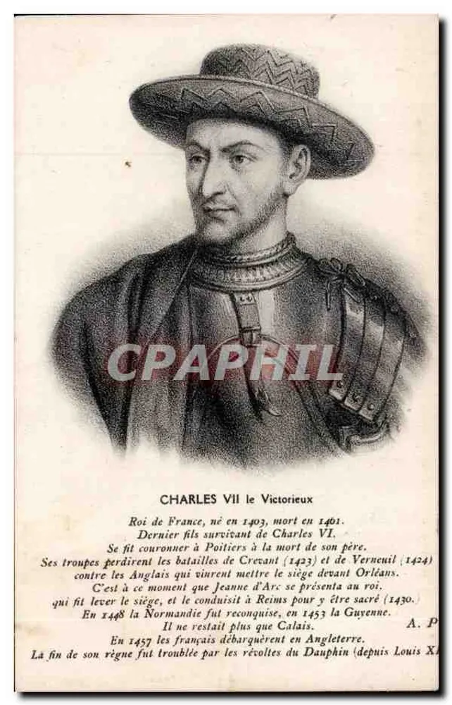 Charles VII der Sieger — König von Frankreich, geboren 1403, gestorben 1461 — A. P. - Vorderseite