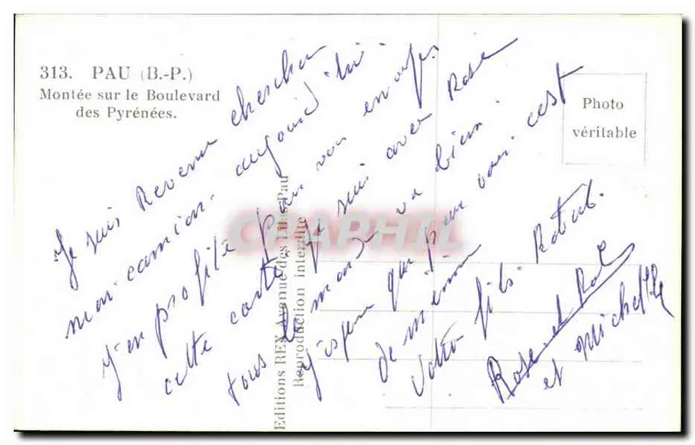Pau (B.-P.) — Subida pelo Boulevard dos Pirineus — Edições RIEX - Verso