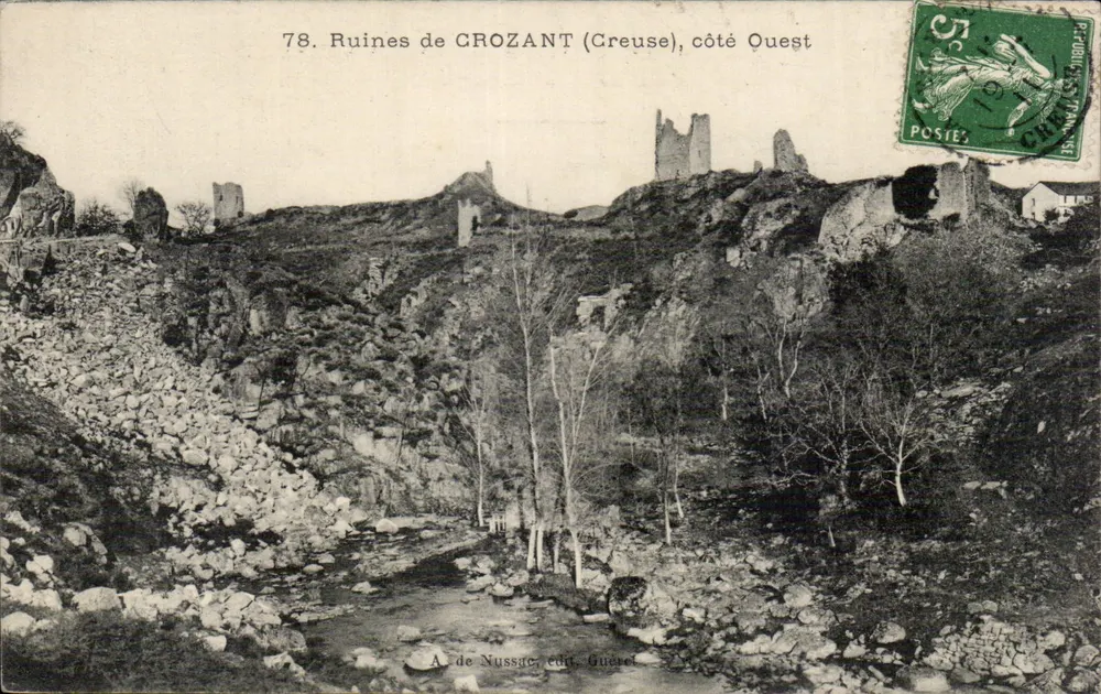Ruínas de CROZANT (Creuse), lado Oeste — A. de Nussac, editor Gueret - Frente