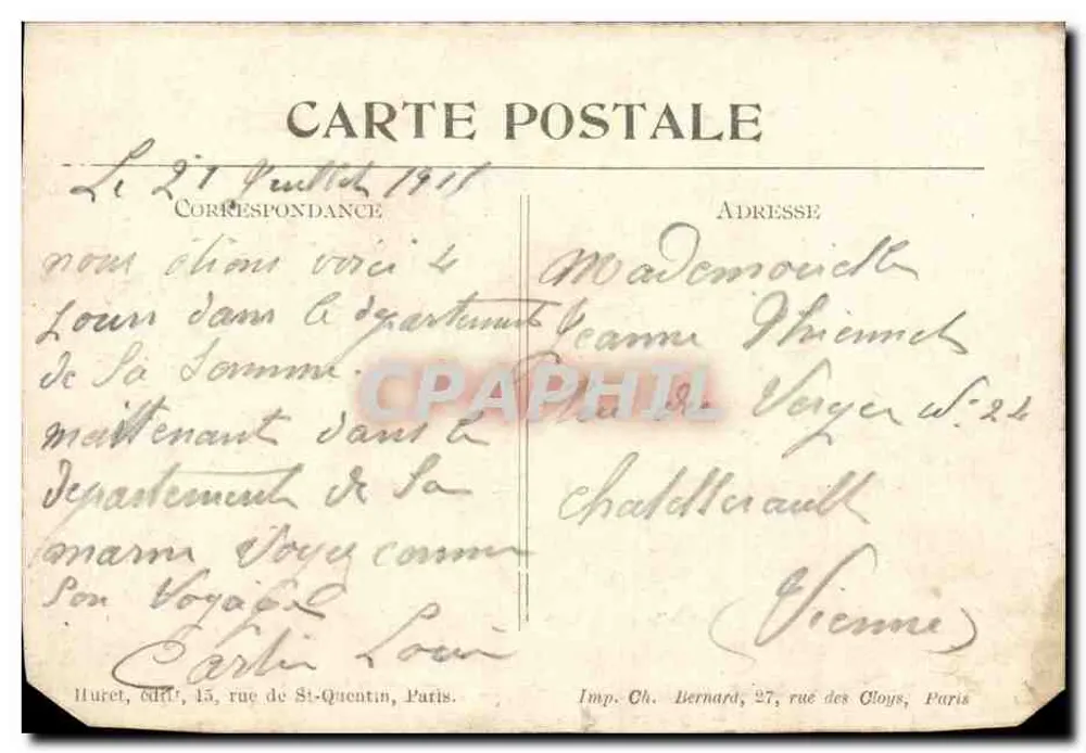 Fonquevillers (P.-de-C.) — Ruinen der großen Straße von Acheux nach Arras — Visé à Paris Nr. 98 - Rückseite