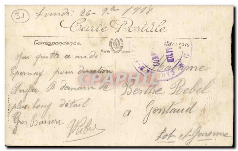 ÉPERNAY — O Jardim — Edição Péroche, Épernay — n° 46 - Verso