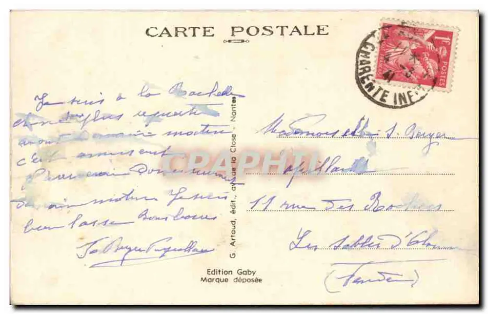 La Rochelle — A Praia — Edição Gaby, n° 65 - Verso