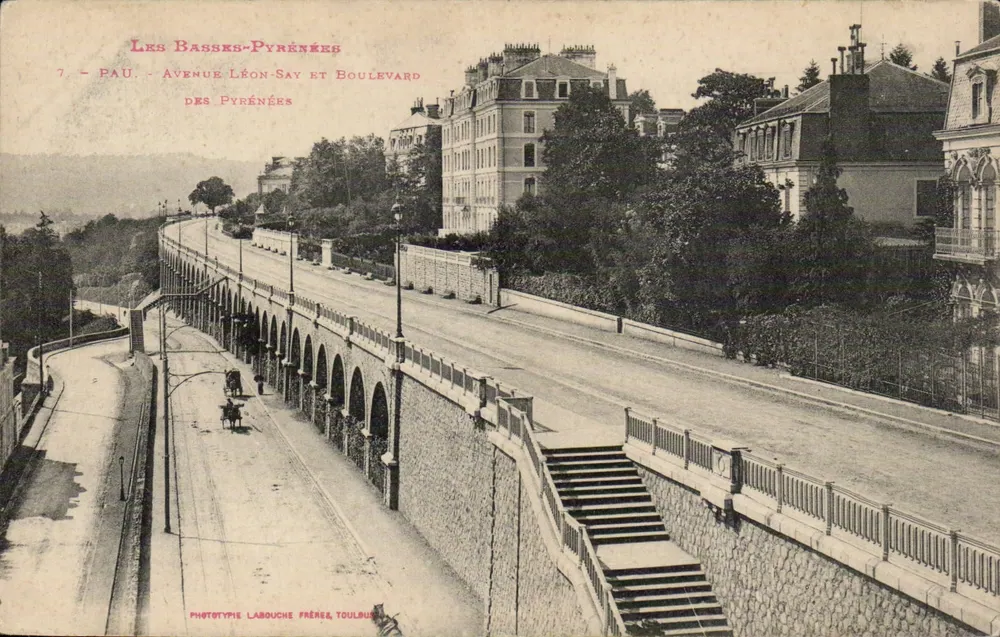 Pau - Avenue Léon-Say und Boulevard des Pyrénées — Phototypie Labouche Frères, Toulouse - Vorderseite