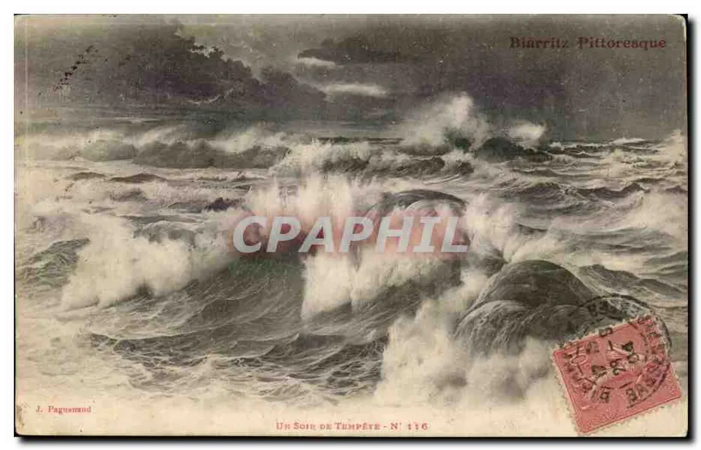 Biarritz Pitoresca — Uma Noite de Tempestade — J. Pagnuemand N° 116 - Frente