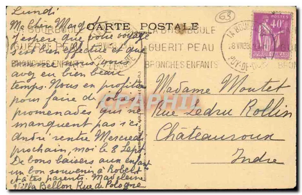 Le Mont-Dore — Estrada do Sancy — A Auvergne — G. D'O. - 1520 - Verso