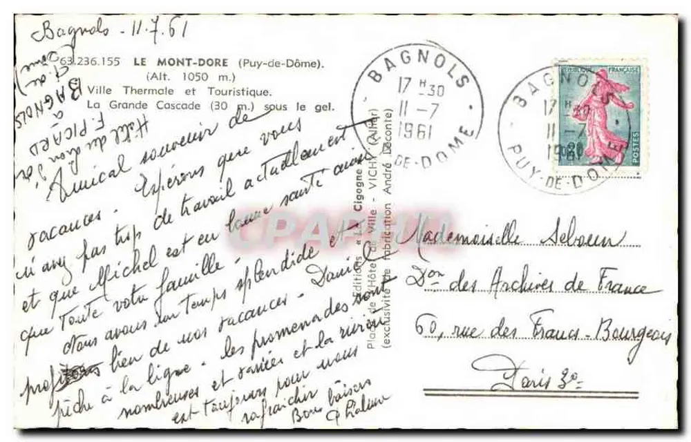 A Grande Cascata — sob o gelo — editor La Cigogne - Verso