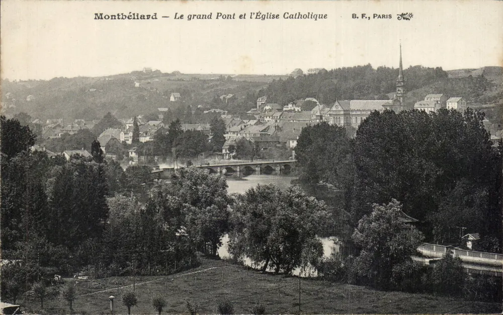 Montbéliard — Der Große Brücke und die Katholische Kirche — B. F., PARIS - Vorderseite