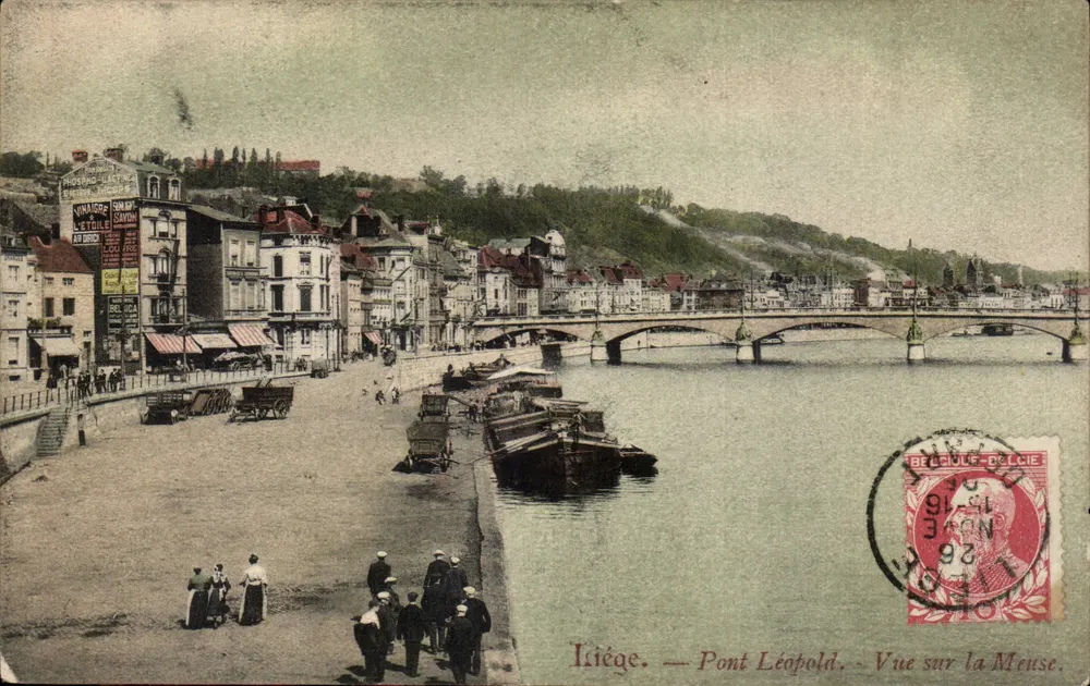 Liège — Brücke Léopold — Ansicht der Meuse — belgischer Verlag - Vorderseite
