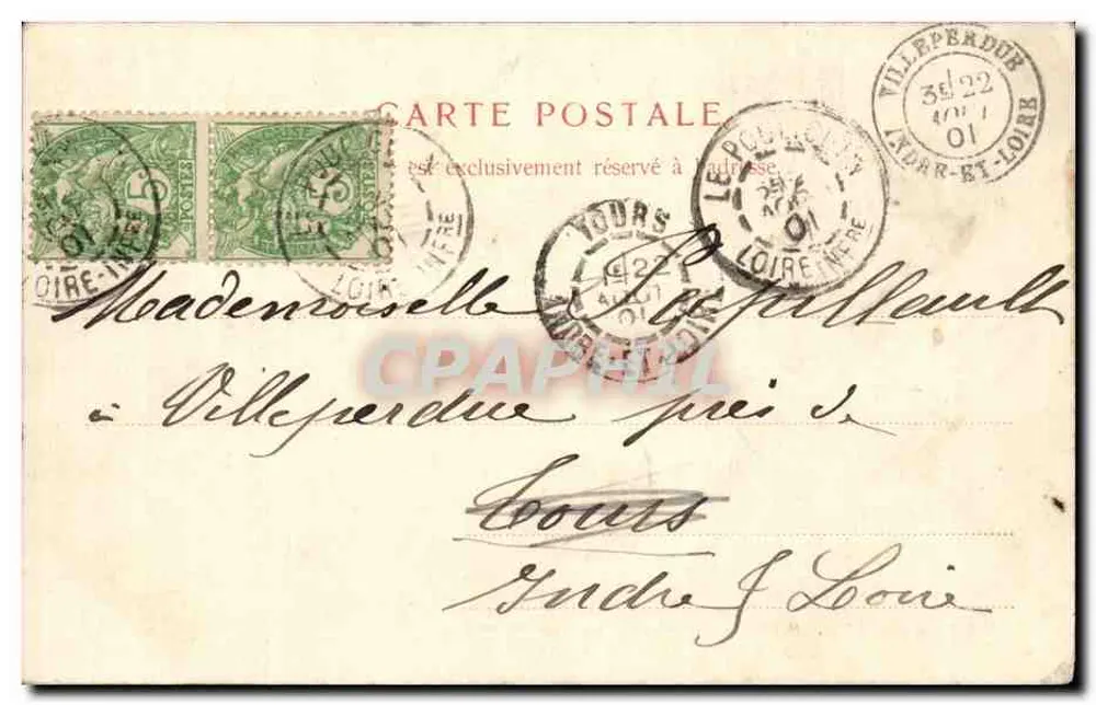Le Pouliguen - Ponta de Penchâteau. A Torre Rochepaueu — A. Thuret, editor, Nantes. - Verso