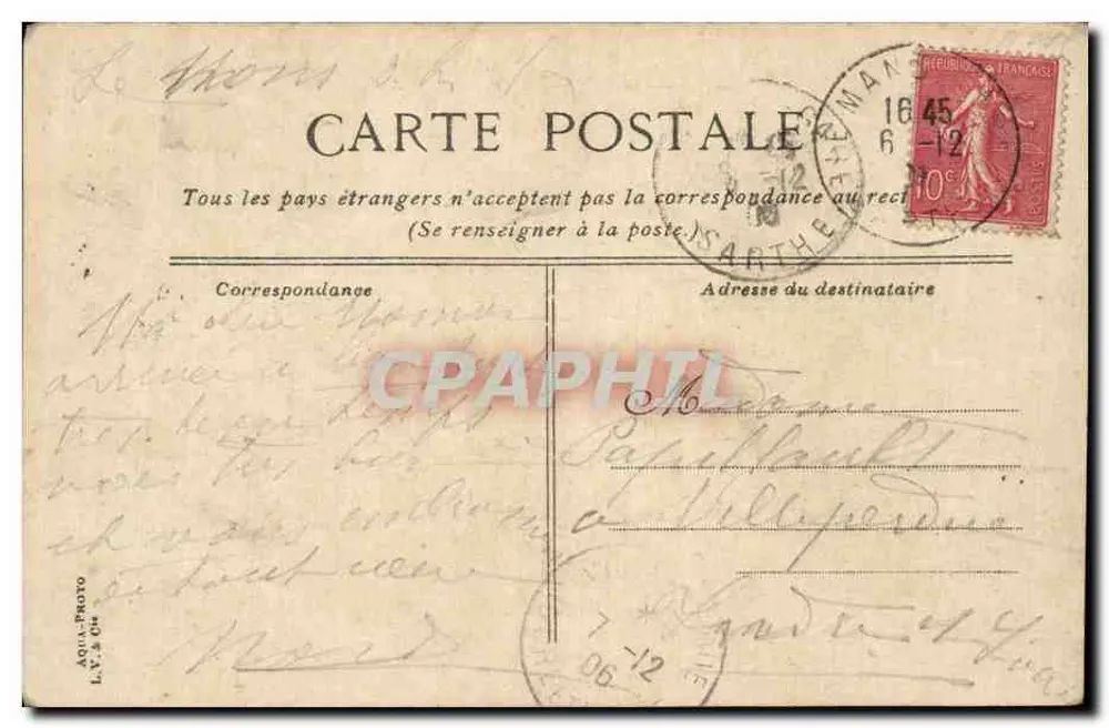 Le Mans. La cathédrale — vue de l'édifice gothique avec son clocher, éditeur L.V.&C.E., n° 134 - Verso