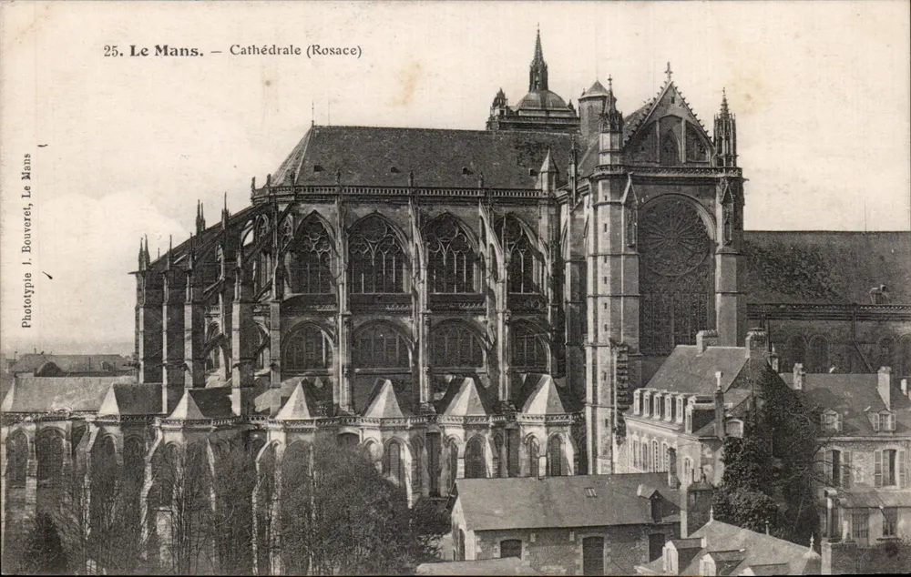 Le Mans — Catedral (Rosace) — Fototipo J. Bouveret, Le Mans - Frente