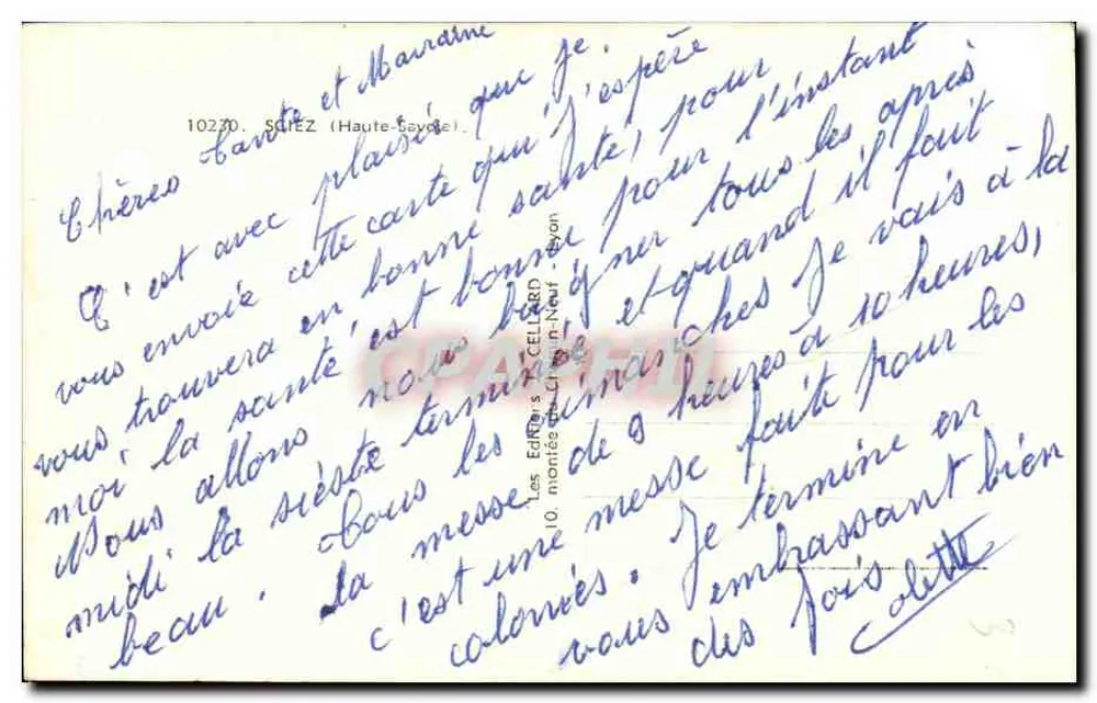Sciez — vista do lago, das ruínas, do castelo e do vilarejo — editor Les Éditeurs CELLARD, n° 10270 - Verso