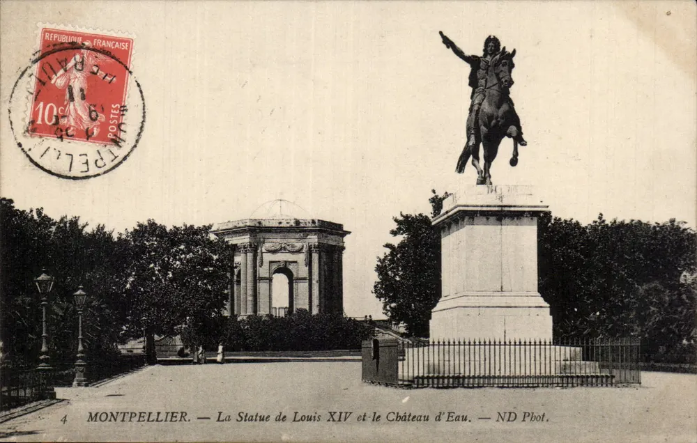 Montpellier — Die Statue von Louis XIV und das Wasser Schloss — ND Phot. - Vorderseite