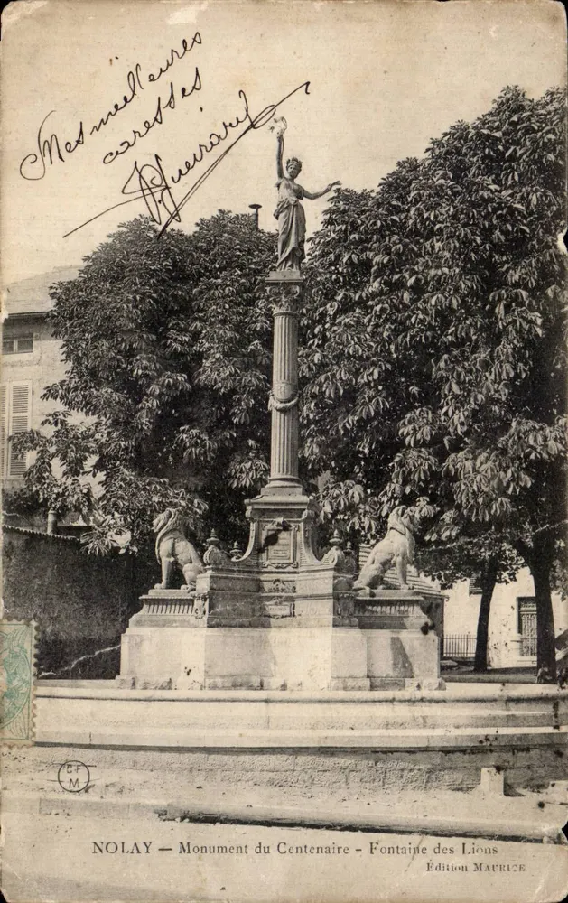 NOLAY — Gedenkstein zum Centenar — Fontäne der Löwen — Edition MAURICE - Vorderseite