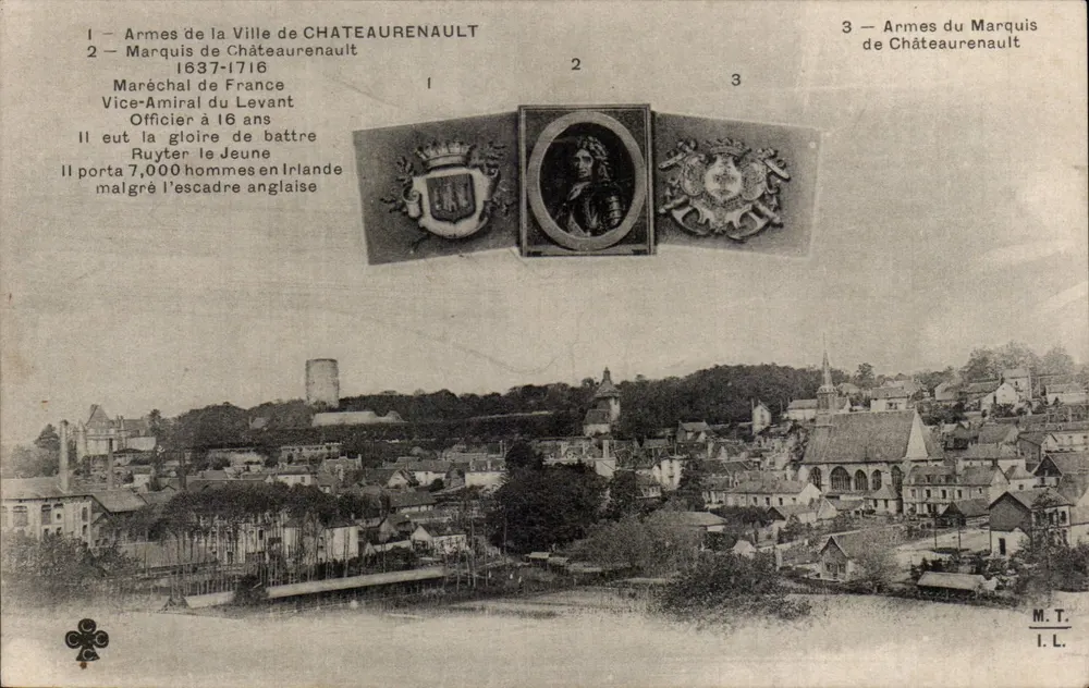 Châteaurenault — Armas da cidade e do marquês — M.T. I.L. - Frente