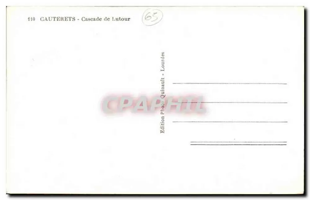 Cauterets - Cachoeira de Lutour — Edição Quinault - Lourdes, n°110 - Verso