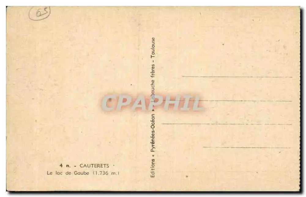 Lago de Gaube — Cauterets — Editora: Edições Océan, Toulouse - Verso
