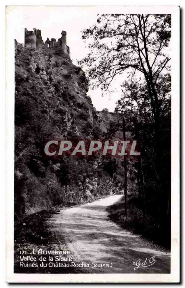 Tal der Sioule — Ruinen des Château-Rocher (13. Jh.) — Gd'Co - Vorderseite