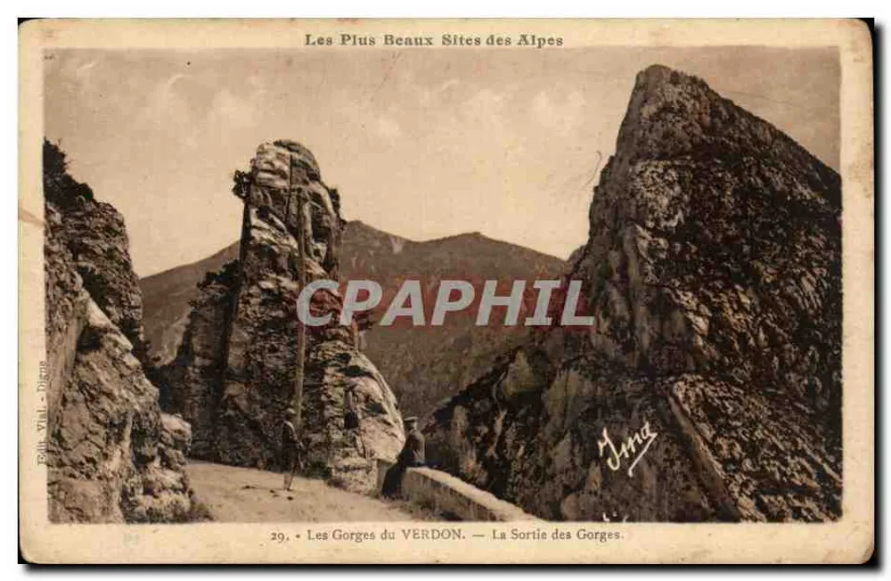 As Gorges do VERDON — Saída das Gorges — Cartes d'Art Viel-Digne, n°29 - Frente