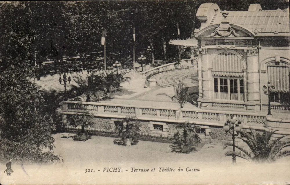 Vichy - Terrasse und Theater des Casinos — Verleger Vichy, Nr. 321 - Vorderseite