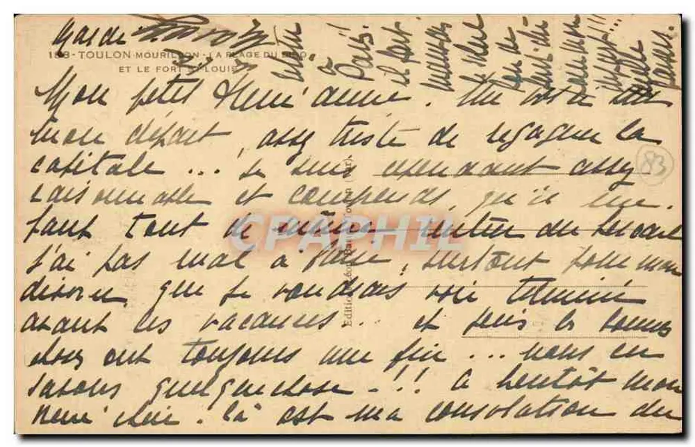 Toulon-Mourillon — Ansicht der Sido-Bucht und des Fort Louis — n°158 - Rückseite