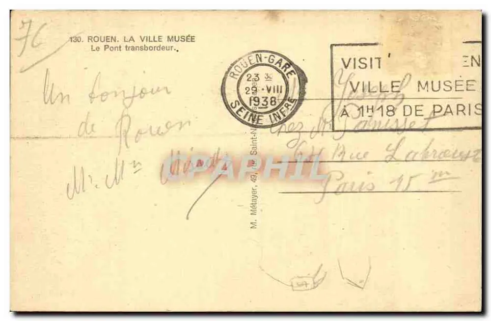 Rouen — O Ponte transbordeur — M.M. editor - Verso