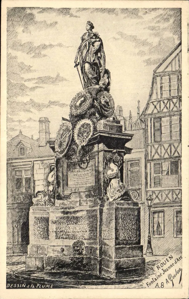 Fontaine de Joana d'Arc — Rouen — Desenho com Caneta - Frente
