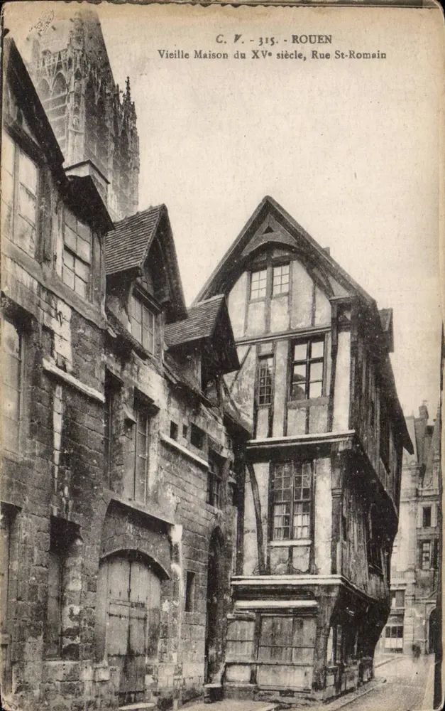 Rouen — Altes Haus des 15. Jahrhunderts, Straße St-Romain — C.V. 315 - Vorderseite