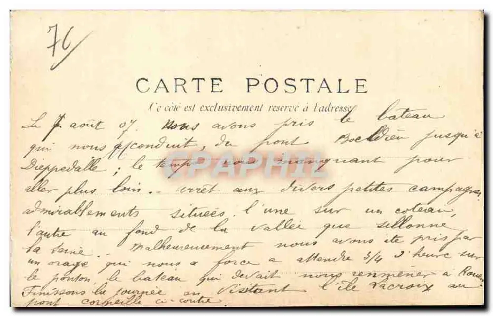 Rouen — Ponte Corneille com estátua de Pierre Corneille — R. Reinivillier, Rouen - N° 36 - Verso