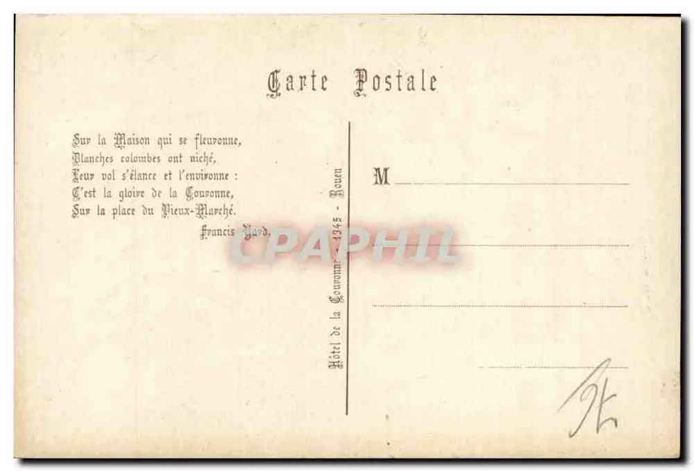 Hôtel de la Couronne — Rouen — Verleger P. Poltevin - Rückseite
