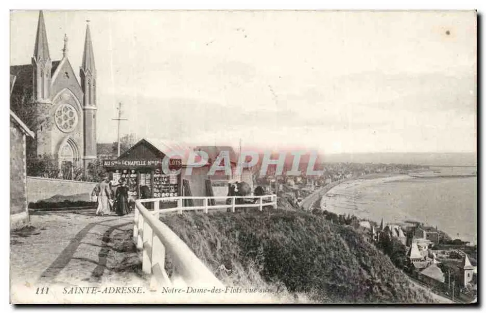 Sainte-Adresse — Notre-Dame-des-Flots vista sobre a baía — editor desconhecido, n° 111 - Frente