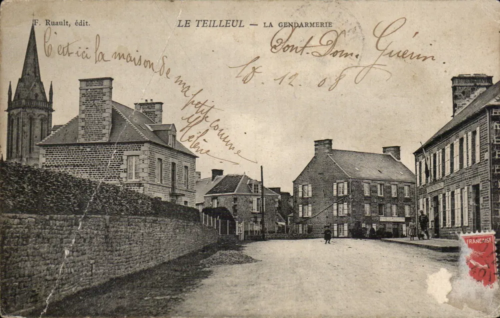 Le Teilleul — La Gendarmerie — F. Ruault, uitgever - Voorkant