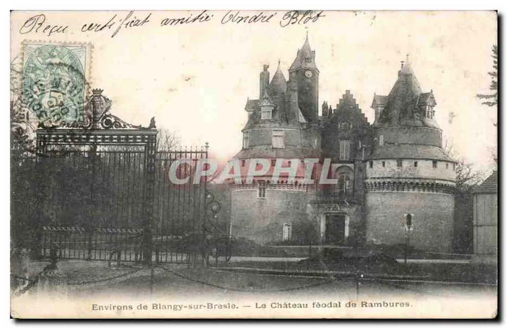 Das feudale Schloss Rambures — Umgebung von Blangy-sur-Bresle — Phototypie A. Berger, 9, Rue Tramway, Paris - Vorderseite