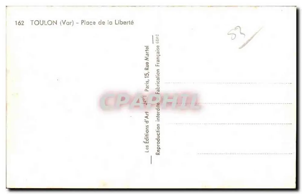 Toulon (Var) - Praça da Liberdade — Edições d'Art, Paris - Verso