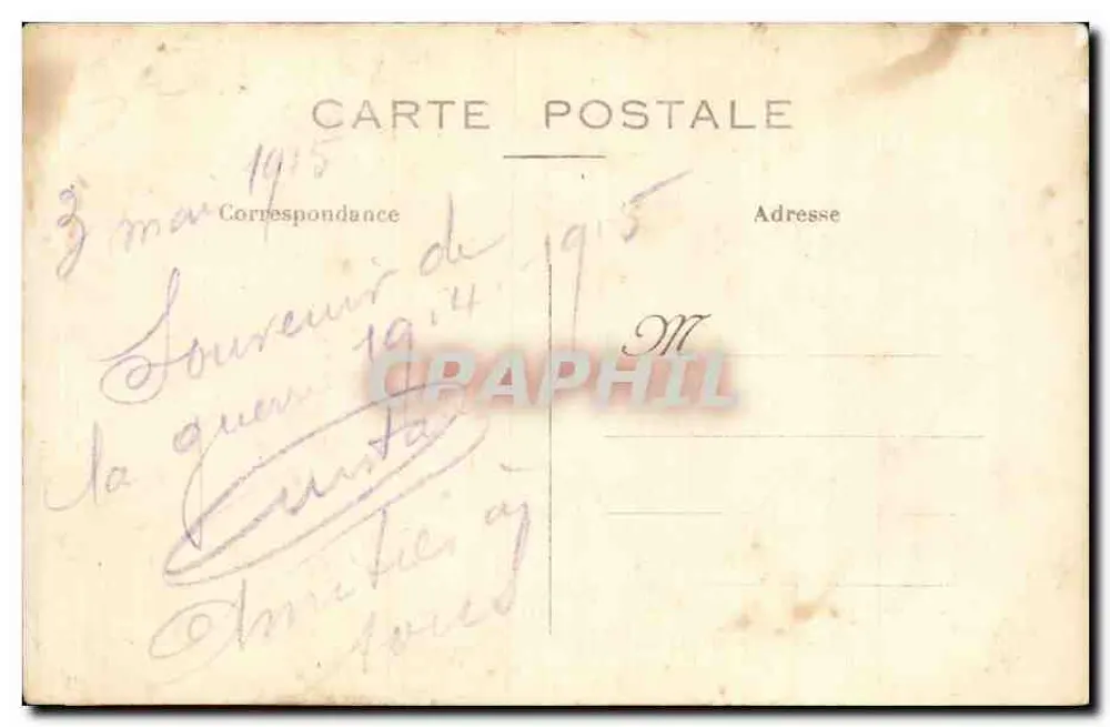 Três soldados franceses — floresta — datada 3 de maio de 1915 - Verso