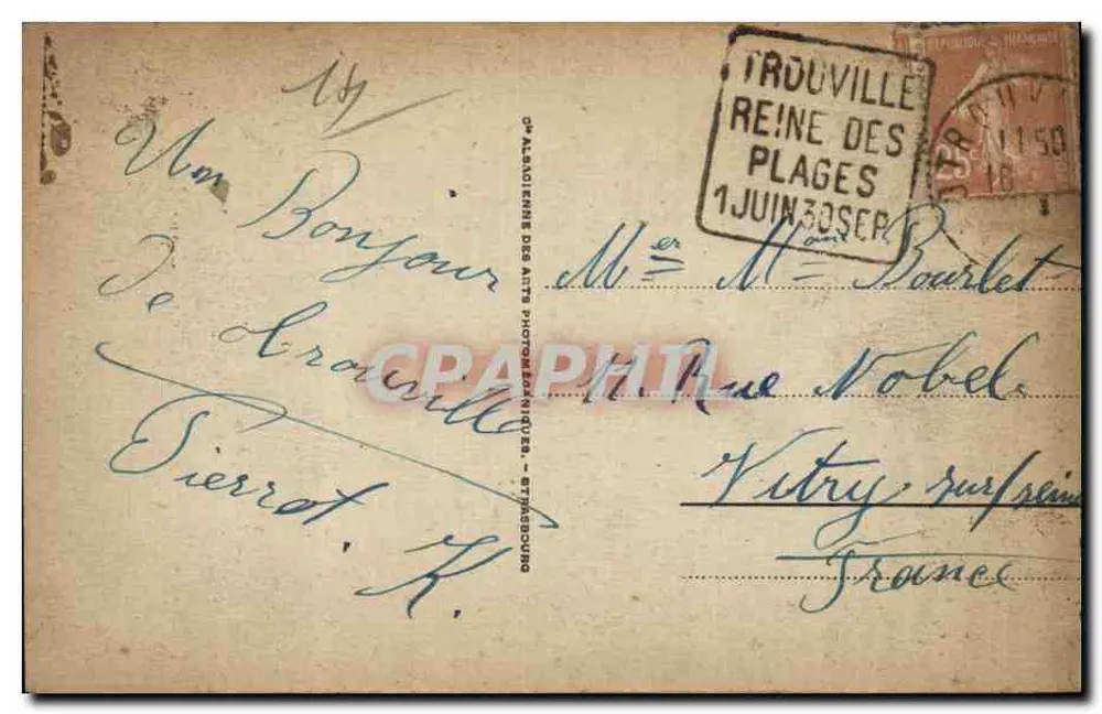 Trouville - Königin der Strände - Die Strände und Villen — Vintage Postcard/Antike Ansichtskarte n°264, Verlag 'C.P. Alsacienne des Arts Photographiques - Strasbourg' - Rückseite