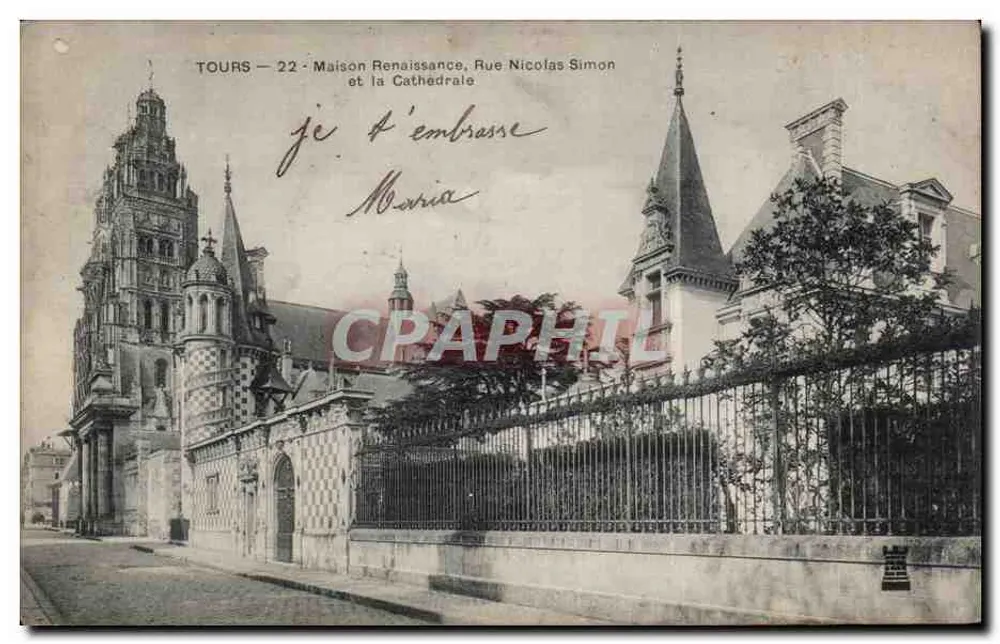 Tours — Renaissance-Haus, Rue Nicolas Simon und die Kathedrale - Vorderseite