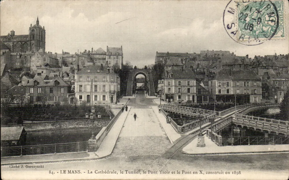 Le Mans - A Catedral, o Túnel, o Ponte Ysoir e o Ponte em X, construído em 1898 — Chiche J. Garczynski, n°84 - Frente