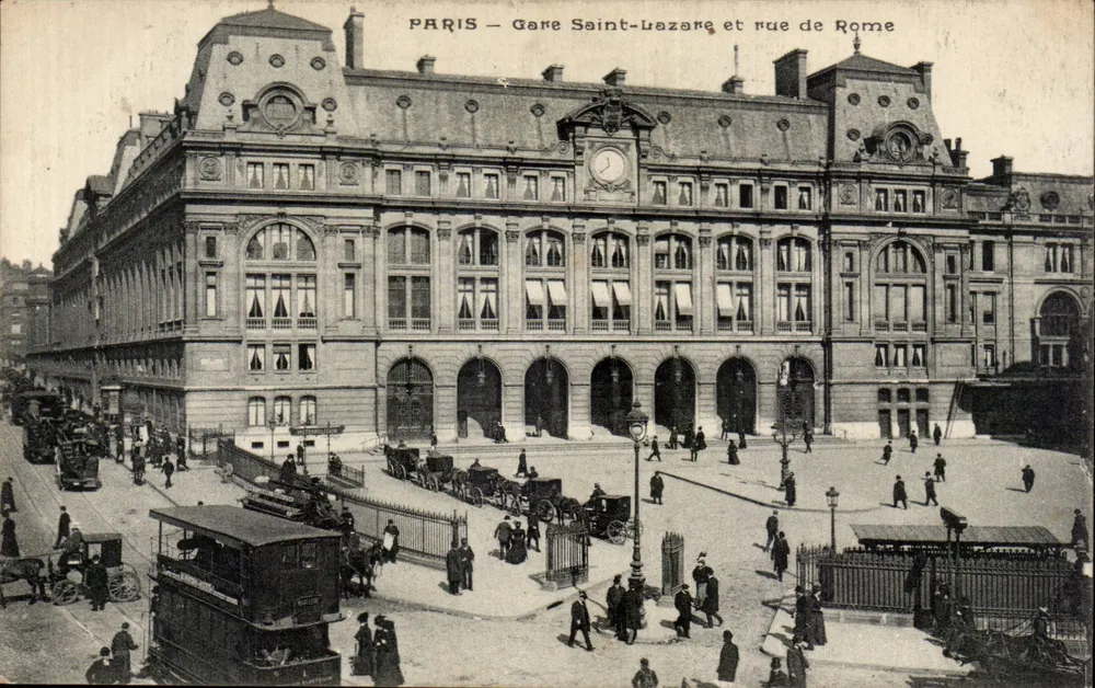 Paris — Gare Saint-Lazare und Rue de Rome — Verlag: C. LAROCHE - Vorderseite