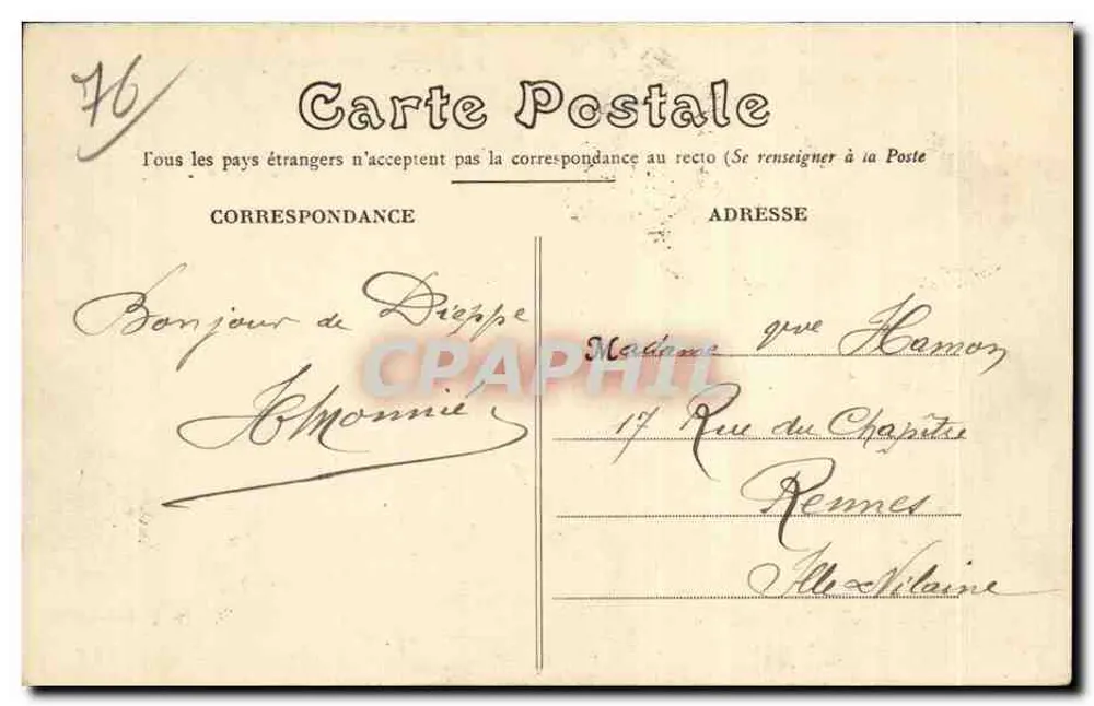 Dieppe — O Casino — Editor J. Fouchard, A. B. sucessor - Verso
