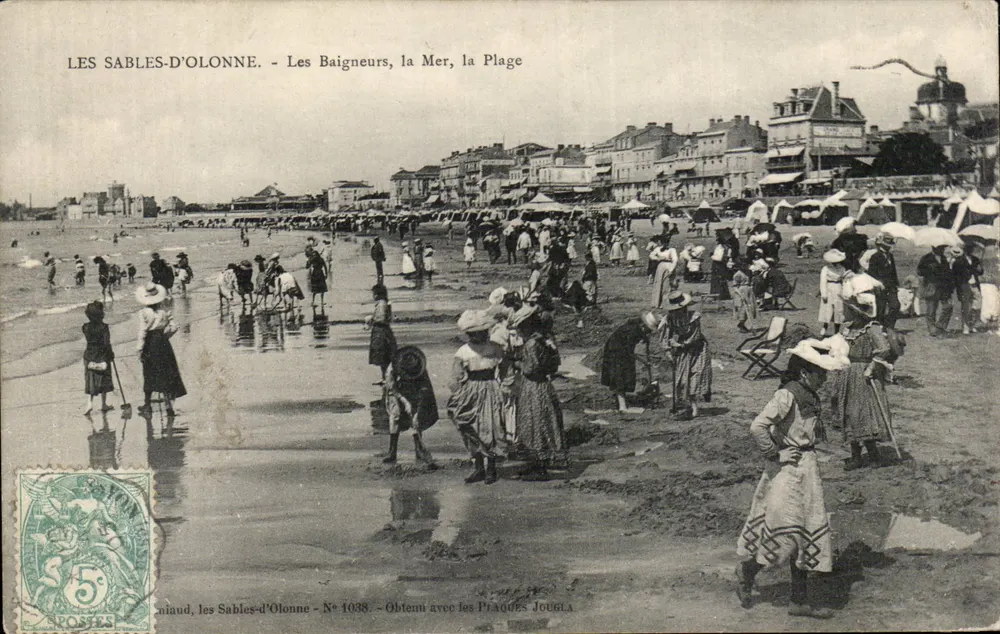 Les Sables-d'Olonne - Os Banhistas, o Mar, a Praia — Chiaud, Les Sables-d'Olonne - N° 1038 - Obtido com as Placas Jouglia - Frente