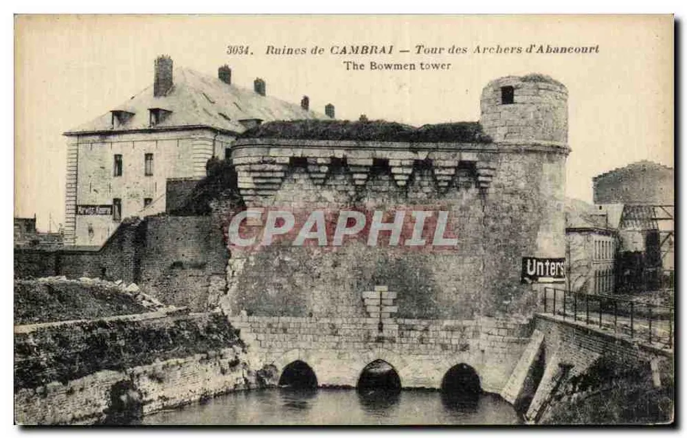 Ruínas de CAMBRAI — Torre dos Arqueiros de Abancourt — editor anônimo, n° 3034 - Frente