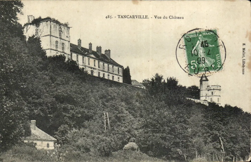 Tancarville — Vista do Castelo — E. Mellet, Lillebonne, n°485 - Frente